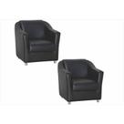 Kit 02 Poltronas Decorativa Para Escritório E Sala De Estar Tilla Tecido material sintético Preto