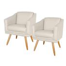 Kit 02 Poltronas Decorativa Para Recepção Escritório Salão Beleza Sala Retro San Diego - material sintético Bege Kit 02 Poltronas Decorativa Para Recepção Escritório Salão Beleza Sala Retro San Diego - material sintético Bege