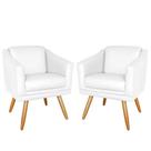 Kit 02 Poltronas Decorativa Para Recepção Escritório Salão Beleza Sala Retro San Diego - material sintético Branco Kit 02 Poltronas Decorativa Para Recepção Escritório Salão Beleza Sala Retro San Diego - material sintético Branco