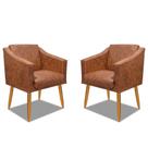 Kit 02 Poltronas Decorativa Para Recepção Escritório Salão Beleza Sala Retro San Diego - material sintético Whisky