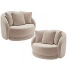 Kit 02 Poltronas Decorativa Para Sala De Estar Base Giratória Witta M03 Veludo Bege Lyam Decor Kit 02 Poltronas Decorativa Para Sala De Estar Base Giratória Witta M03 Veludo Bege Lyam Decor