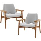 Kit 02 Poltronas Decorativa Para Sala de Estar Living Base Madeira Becker L02 Bouclê Cinza - Lyam Decor Kit 02 Poltronas Decorativa Para Sala de Estar Living Base Madeira Becker L02 Bouclê Cinza - Lyam Decor