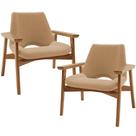 Kit 02 Poltronas Decorativa Para Sala de Estar Living Base Madeira Becker L02 Bouclê Mostarda - Lyam Decor Kit 02 Poltronas Decorativa Para Sala de Estar Living Base Madeira Becker L02 Bouclê Mostarda - Lyam Decor