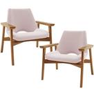 Kit 02 Poltronas Decorativa Para Sala de Estar Living Base Madeira Becker L02 Bouclê Rosê - Lyam Decor Kit 02 Poltronas Decorativa Para Sala de Estar Living Base Madeira Becker L02 Bouclê Rosê - Lyam Decor