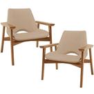Kit 02 Poltronas Decorativa Para Sala de Estar Living Base Madeira Becker L02 Linho Bege Escuro - Lyam Decor Kit 02 Poltronas Decorativa Para Sala de Estar Living Base Madeira Becker L02 Linho Bege Escuro - Lyam Decor