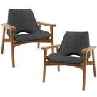 Kit 02 Poltronas Decorativa Para Sala de Estar Living Base Madeira Becker L02 Linho Cinza Escuro - Lyam Decor Kit 02 Poltronas Decorativa Para Sala de Estar Living Base Madeira Becker L02 Linho Cinza Escuro - Lyam Decor
