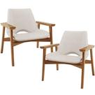 Kit 02 Poltronas Decorativa Para Sala de Estar Living Base Madeira Becker L02 Linho Cru - Lyam Decor Kit 02 Poltronas Decorativa Para Sala de Estar Living Base Madeira Becker L02 Linho Cru - Lyam Decor