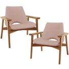 Kit 02 Poltronas Decorativa Para Sala de Estar Living Base Madeira Becker L02 Linho Rosê - Lyam Decor Kit 02 Poltronas Decorativa Para Sala de Estar Living Base Madeira Becker L02 Linho Rosê - Lyam Decor