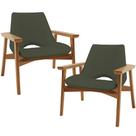 Kit 02 Poltronas Decorativa Para Sala de Estar Living Base Madeira Becker L02 Linho Verde Musgo - Lyam Decor Kit 02 Poltronas Decorativa Para Sala de Estar Living Base Madeira Becker L02 Linho Verde Musgo - Lyam Decor