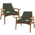 Kit 02 Poltronas Decorativa Para Sala de Estar Living Base Madeira Becker L02 Linho Verde Musgo - Lyam Decor Kit 02 Poltronas Decorativa Para Sala de Estar Living Base Madeira Becker L02 Linho Verde Musgo - Lyam Decor
