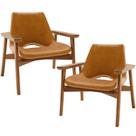 Kit 02 Poltronas Decorativa Para Sala de Estar Living Base Madeira Becker L02 material sintético Canela - Lyam Decor Kit 02 Poltronas Decorativa Para Sala de Estar Living Base Madeira Becker L02 material sintético Canela - Lyam Decor