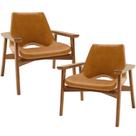 Kit 02 Poltronas Decorativa Para Sala de Estar Living Base Madeira Becker L02 material sintético Canela - Lyam Decor Kit 02 Poltronas Decorativa Para Sala de Estar Living Base Madeira Becker L02 material sintético Canela - Lyam Decor