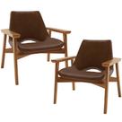Kit 02 Poltronas Decorativa Para Sala de Estar Living Base Madeira Becker L02 material sintético Marrom - Lyam Decor Kit 02 Poltronas Decorativa Para Sala de Estar Living Base Madeira Becker L02 material sintético Marrom - Lyam Decor
