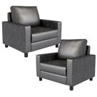 Kit 02 Poltronas Decorativa Para Sala De Estar Malta L02 Material Sintético Preto Brilho - Lyam Decor