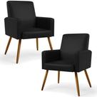Kit 02 Poltronas Decorativa Para Sala De Estar Maria W01 Pés Palito material sintético Preto - Lyam Decor Kit 02 Poltronas Decorativa Para Sala De Estar Maria W01 Pés Palito material sintético Preto - Lyam Decor