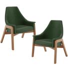 Kit 02 Poltronas Decorativa Para Sala de Estar Sakura L02 material sintético Verde Musgo - Lyam Decor
