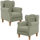 Kit 02 Poltronas Decorativa Para Sala De Estar Yara P02 Bouclê Oliva - Lyam Decor