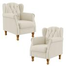 Kit 02 Poltronas Decorativa Para Sala de Estar Yara P02 Linho Champagne - Lyam Decor