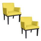 Kit 02 Poltronas Decorativa Para Sala E Escritório Vitória Suede Amarelo - LM DECOR Kit 02 Poltronas Decorativa Para Sala E Escritório Vitória Suede Amarelo - LM DECOR