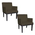 Kit 02 Poltronas Decorativa Para Sala E Escritório Vitória Suede Marrom - LM DECOR Kit 02 Poltronas Decorativa Para Sala E Escritório Vitória Suede Marrom - LM DECOR