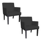 Kit 02 Poltronas Decorativa Para Sala E Escritório Vitória Suede Preto - LM DECOR - Preto Kit 02 Poltronas Decorativa Para Sala E Escritório Vitória Suede Preto - LM DECOR - Preto