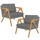 Kit 02 Poltronas Decorativa Para Sala Estar Pietra Estrutura De Madeira L02 Suede Cinza - Lyam Decor Kit 02 Poltronas Decorativa Para Sala Estar Pietra Estrutura De Madeira L02 Suede Cinza - Lyam Decor