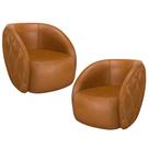 Kit 02 Poltronas Decorativa Para Sala Living Olimpo M03 material sintético Whisky - Lyam Decor