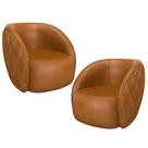 Kit 02 Poltronas Decorativa Para Sala Living Olimpo M03 material sintético Whisky - Lyam Decor