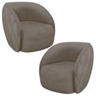 Kit 02 Poltronas Decorativa Para Sala Living Olimpo M03 Veludo Bege Escuro - Lyam Decor