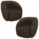Kit 02 Poltronas Decorativa Para Sala Living Olimpo M03 Veludo Marrom - Lyam Decor