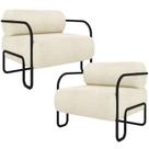 Kit 02 Poltronas Decorativa Pés Industrial Moscou K01 Bouclê Creme - Lyam Decor