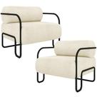 Kit 02 Poltronas Decorativa Pés Industrial Moscou K01 Bouclê Creme - Lyam Decor
