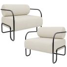 Kit 02 Poltronas Decorativa Pés Industrial Moscou K01 Linho Champagne - Lyam Decor