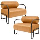 Kit 02 Poltronas Decorativa Pés Industrial Moscou K01 material sintético Whisky - Lyam Decor