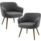 Kit 02 Poltronas Decorativa Pés Palito Jade C06 Linho Chumbo D-469 - Lyam Decor