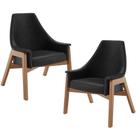 Kit 02 Poltronas Decorativa Sakura L02 material sintético Preto - Lyam Decor