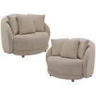 Kit 02 Poltronas Decorativa Sala De Estar Base Fixa De Madeira Witta M03 Linho Cru Kit 02 Poltronas Decorativa Sala De Estar Base Fixa De Madeira Witta M03 Linho Cru