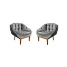 Kit 02 Poltronas Decorativa Sala Estar Recepção Marcela Veludo Cinza - Montanaris Decor