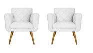 Kit 02 Poltronas Decorativa Sala Recepção Em Tressê Isabella Suede Branco- LM DECOR