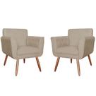 Kit 02 Poltronas Decorativa Sala Recepção Em Tressê Isabella Suede Cappuccino - LM DECOR