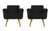 Kit 02 Poltronas Decorativa Sala Recepção Em Tressê Isabella Suede Preto- LM DECOR