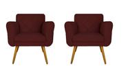 Kit 02 Poltronas Decorativa Sala Recepção Em Tressê Isabella Suede Vermelho Bordô- LM DECOR