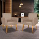 Kit 02 Poltronas Decorativa Sala Suede Capuccino