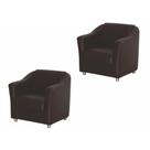Kit 02 Poltronas Decorativa Tilla Pés Cromado material sintético Marrom - DS Móveis Kit 02 Poltronas Decorativa Tilla Pés Cromado material sintético Marrom - DS Móveis