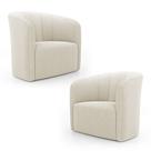 Kit 02 Poltronas Decorativas Abby Bouclê Bege - Desk Design Kit 02 Poltronas Decorativas Abby Bouclê Bege - Desk Design