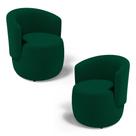Kit 02 Poltronas Decorativas Aisha Orgânica Bouclê Verde - Desk Design