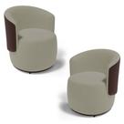 Kit 02 Poltronas Decorativas Aisha Orgânica Composê Sintético Marrom com Suede Bege - Desk Design