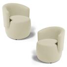 Kit 02 Poltronas Decorativas Aisha Orgânica Suede Bege Claro - Desk Design