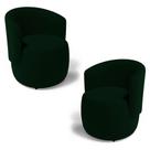 Kit 02 Poltronas Decorativas Aisha Orgânica Veludo Verde Escuro - Abmaza