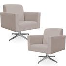 Kit 02 Poltronas Decorativas Base Giratória Para Sala de Estar Helô L02 Linho Bege - Lyam Decor Kit 02 Poltronas Decorativas Base Giratória Para Sala de Estar Helô L02 Linho Bege - Lyam Decor